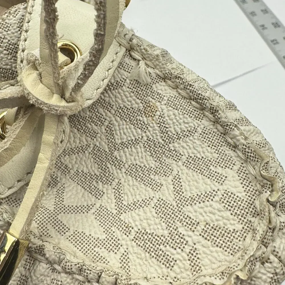 MK Michael Michael Kors Cream Logo Print Bow Moccasins Loafers Flats 7.5 Preppy - Picture 13 of 13
